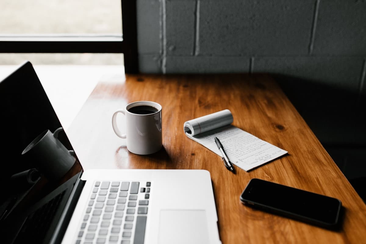 A content workspace on a laptop